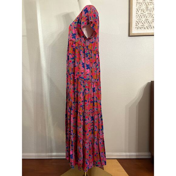 NATURAL LIFE Berkley Maxi Dress Floral Boho Cottagecore Pink Blue Green | MEDIUM - Picture 8 of 10